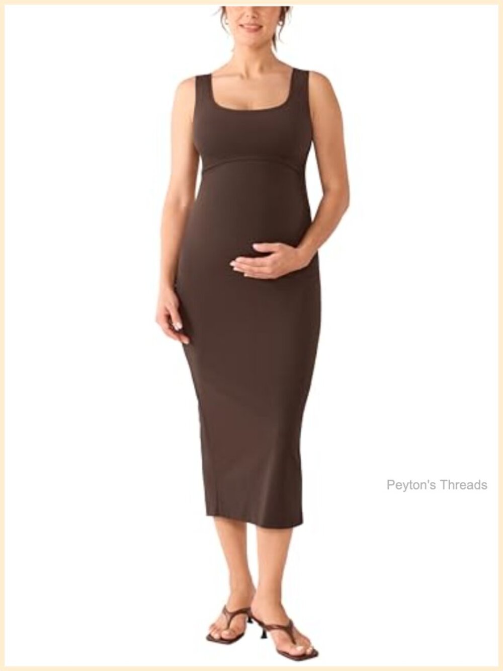Sleeveless Maternity Nursing Dress Bodycon Square Neck Soft Knit
